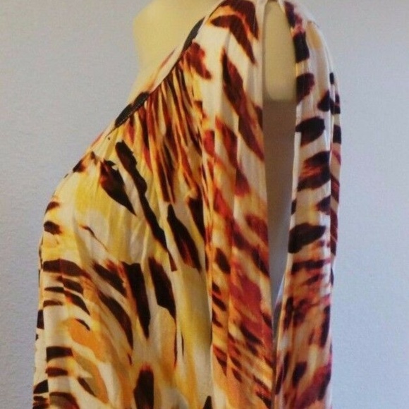 NWT Jennifer Lopez Cold-shoulder Dolman Top animal print romantic safari - Picture 4 of 8
